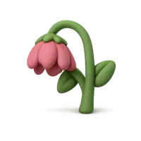 Front-facing wilted flower 3D icon in a premium non-isometric style for nature and seasonal UI design.