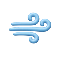 Wind 3D icon in a premium front-facing style for weather apps, forecast dashboards, and climate UI design.
