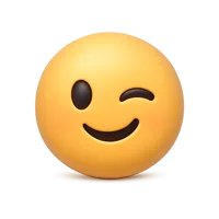 Front-facing 3D winking face with tongue out icon for playful UI, chat reactions, and emoji-style interface design.