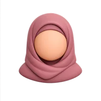 Front-facing 3D icon of a woman wearing a headscarf with medium skin tone for avatars and inclusive UI design
