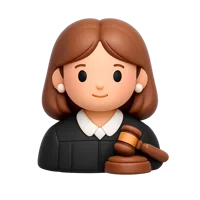 Front-facing woman judge 3D icon with medium skin tone for legal, court, and justice UI design