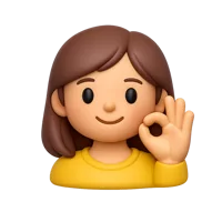 Front-facing 3D icon of a woman making an OK hand gesture with medium-dark skin tone