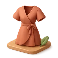 Isometric 3D icon of a wrap dress, stylized vector illustration for digital icon sets