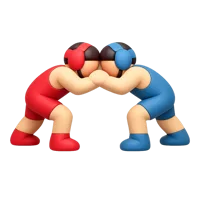 Front-facing 3D icon of two wrestlers in action, suitable for sports and fitness UI design