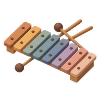 Isometric 3D icon of a xylophone, stylized vector illustration for digital icon sets