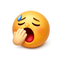 Isometric 3D yawning face icon for sleepiness, boredom, fatigue, and emoji-style mood visuals