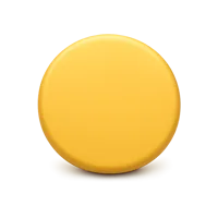 Yellow circle 3D icon in a premium front-facing style for UI design, buttons, indicators, and geometric shape systems.