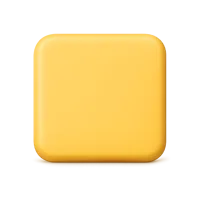 Yellow square 3D icon in a premium front-facing style for UI design and geometric symbol sets.