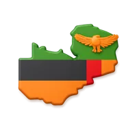Zambia front-facing 3D UI icon for travel apps, country selectors, maps, and geography interfaces