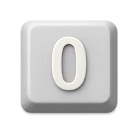 Front-facing Zero Key 3D icon for keyboard, keypad, and numeric input UI design