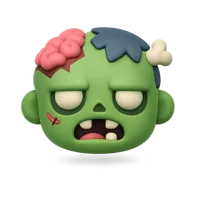 Zombie front-facing 3D UI icon in a premium non-isometric style, free to download for horror and Halloween interfaces.