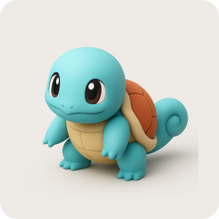 A 3D icon of a blue turtle