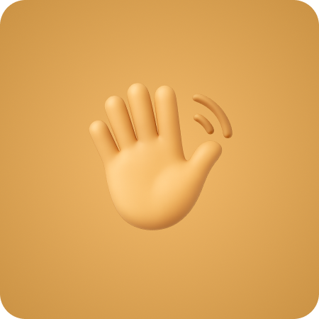 A 3D icon of a waving hand