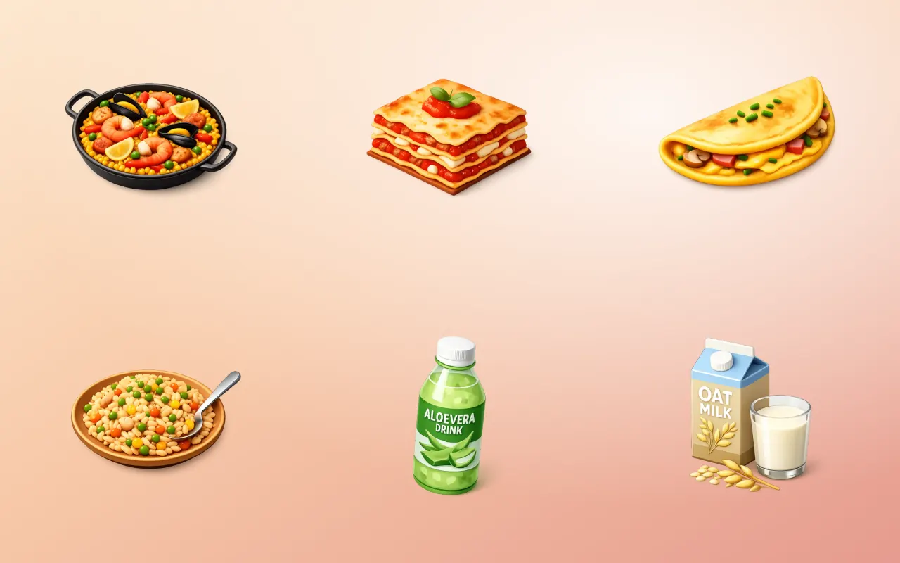 Six Thridy 3D food icons arranged on a warm gradient background, after the tool has run