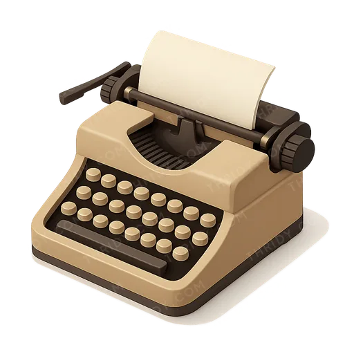 Isometric 3D icon of a vintage typewriter, available for free download