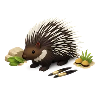 African Crested Porcupine 3D icon