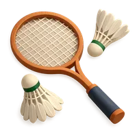 Badminton Racket and Shuttlecocks 3D icon