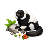 Black And White Ruffed Lemur 3D icon