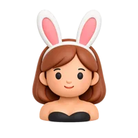 Orange Bunny Ears Women 3D icon