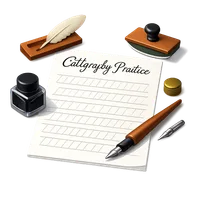 Calligraphy Practice Sheet 3D icon