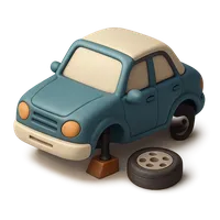 Car with Missing Wheel 3D icon