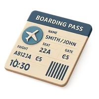Commercial Airline Boarding Pass 3D icon