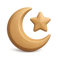 Crescent Moon and Star 3D icon