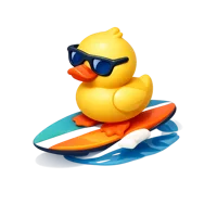Duck on Surfboard 3D icon
