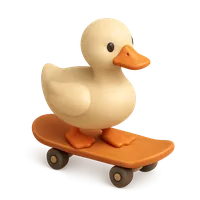 Duck Riding a Skateboard 3D icon