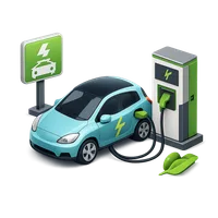 Electric Car Charging 3D icon