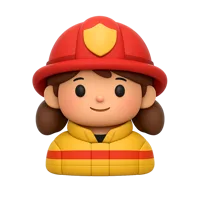 Red Firefighter Woman 3D icon