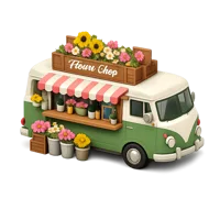 Flower Shop Bus 3D icon