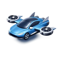 Blue Flying Car 3D icon