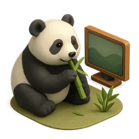 Giant Panda Eating and Watching 3D icon