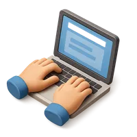 Hands Typing on a Laptop 3D icon