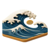 Hokusai's The Great Wave 3D icon