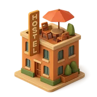 Hostel with Terrace 3D icon