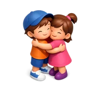Kids Hugging 3D icon