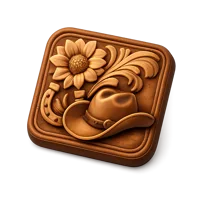 Brown Leather carving 3D icon