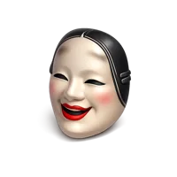 Orange Noh Mask 3D icon