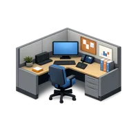 Blue Office cubicle 3D icon