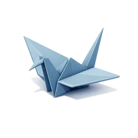 Blue Origami Crane 3D icon