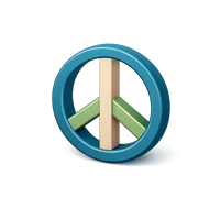 Blue Peace Sign 3D icon