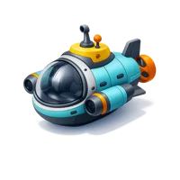 Blue Personal Submarine 3D icon