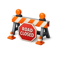Orange Road Block Sign 3D icon