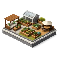 Brown Rooftop garden 3D icon