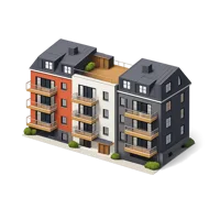 Orange Scandinavian Apartment Building 3D icon