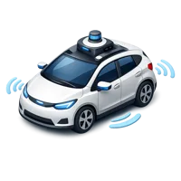 Blue Self-driving Car 3D icon