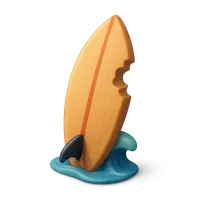 Shark-bitten Surfboard 3D icon