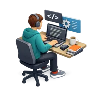 Blue Software Developer 3D icon